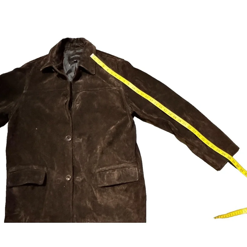 Banana Republic Soft Heavy Weight Chocolate Brown Suede Leather Jacket - M